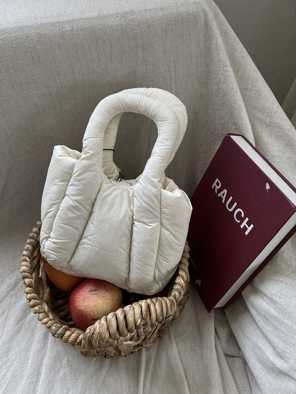 Nylon quilted chain mini tote bag