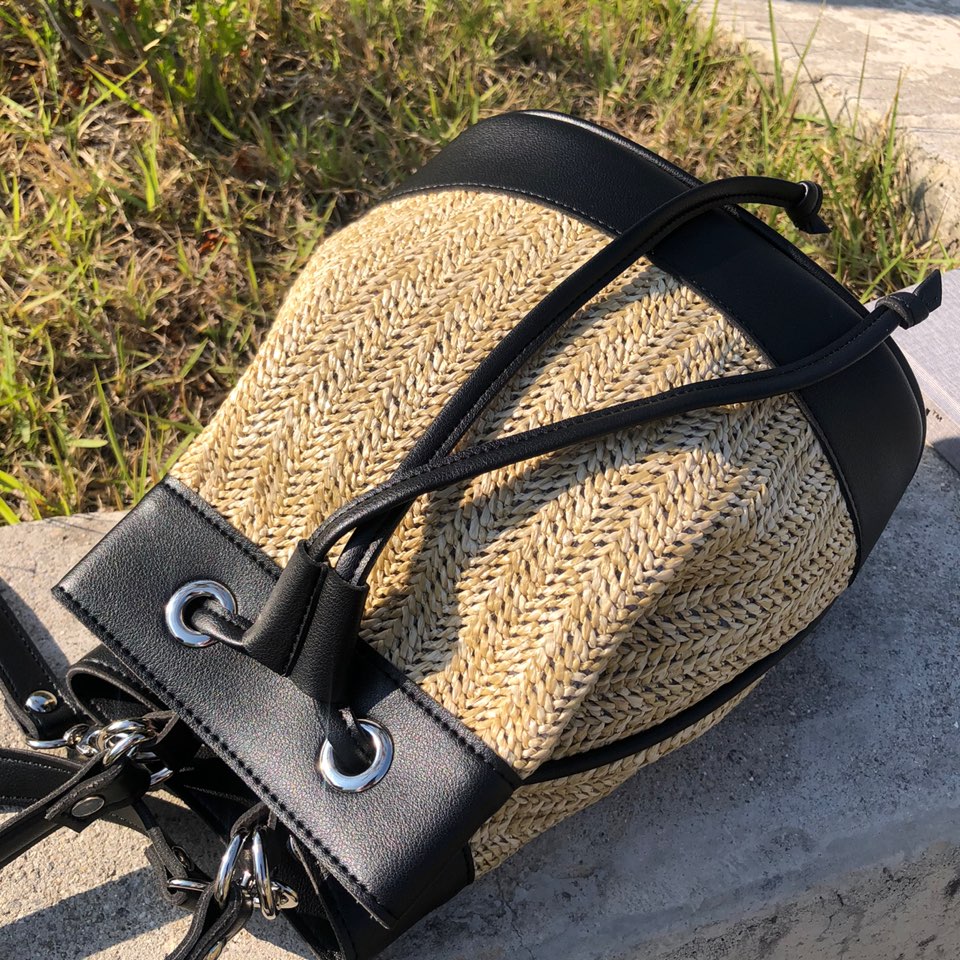 Rattan Mini 2-Way Bucket Bag
