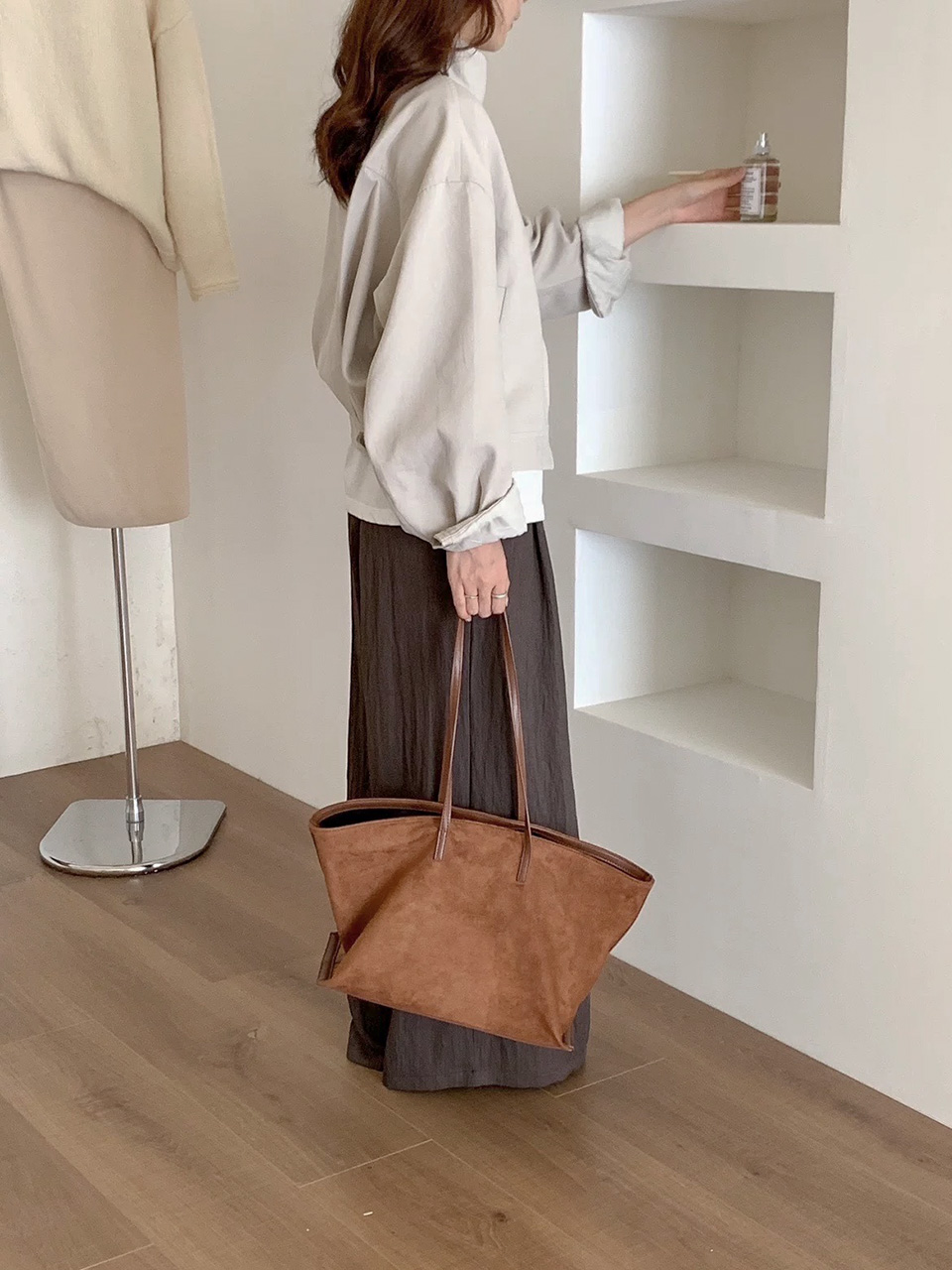 Suede Classic Leather Big Tote Bag/Shoulder Bag
