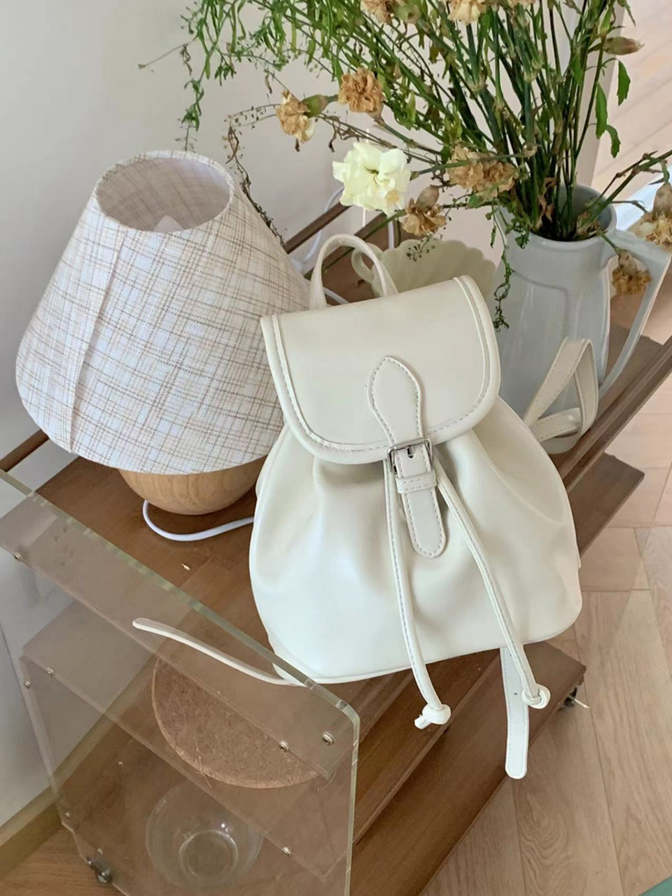 Wrinkle Buckle Bucket Mini Backpack (5 colors)