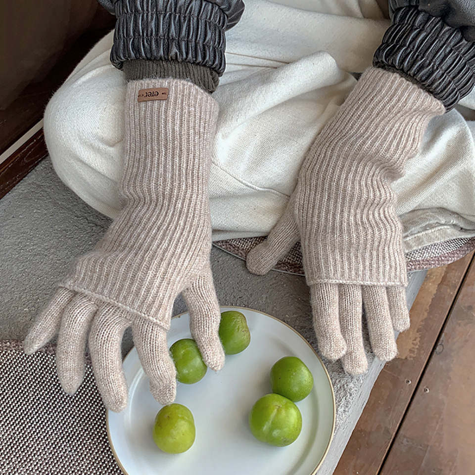 [Smartphone Compatible] Wool Knit Arm Warmers & Gloves