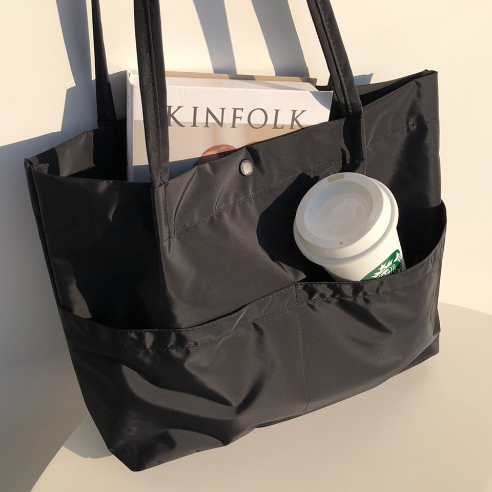 [Waterproof] Twill Two-Pocket Shopper Bag