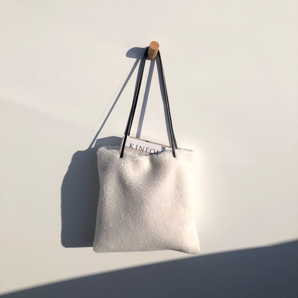 Fleece Leather Drawstring Boa Eco Bag