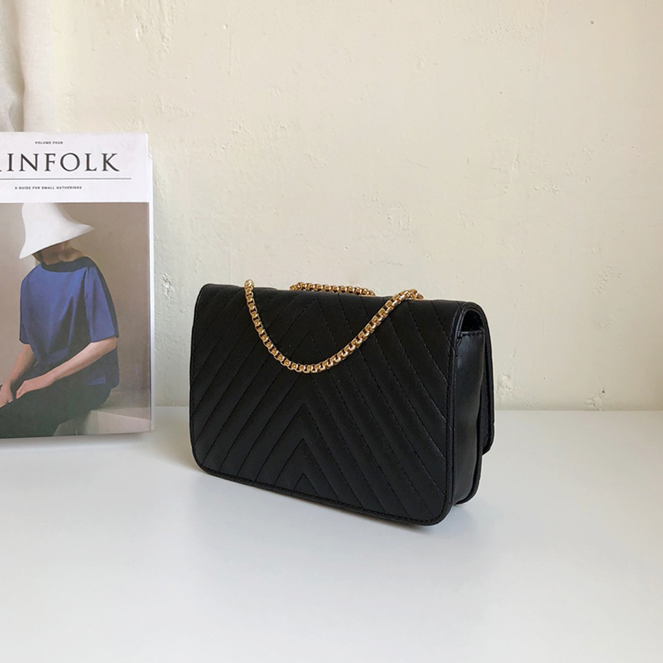 V-Quilted Mini Square Chain Bag