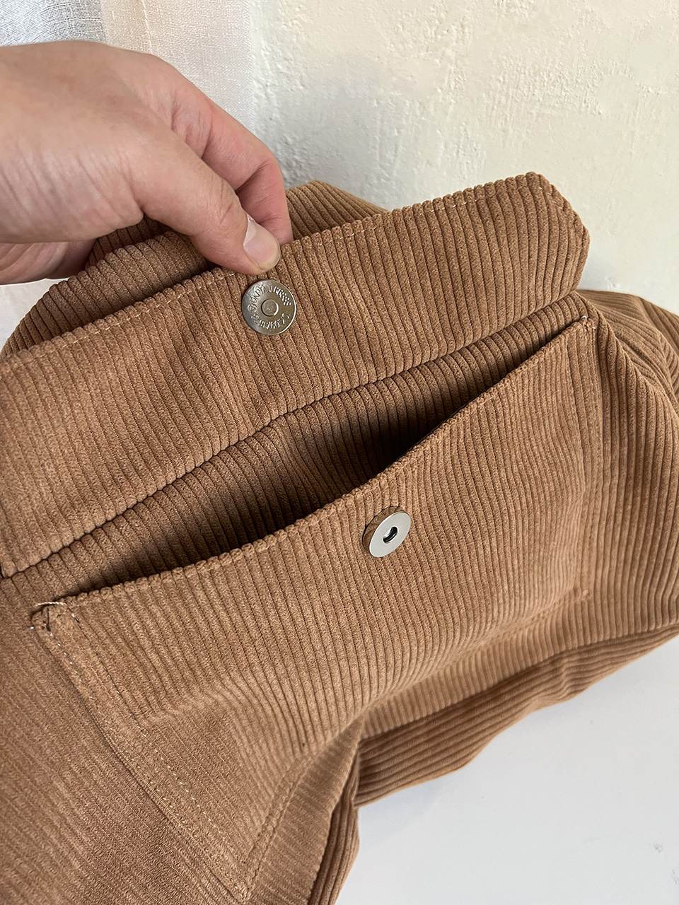 Corduroy Pocket Big Cross Eco Bag (6 colors)