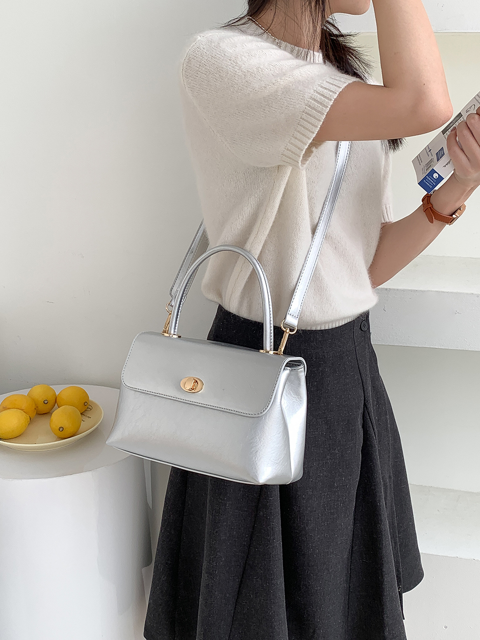 Square buckle tote bag (6 colors)