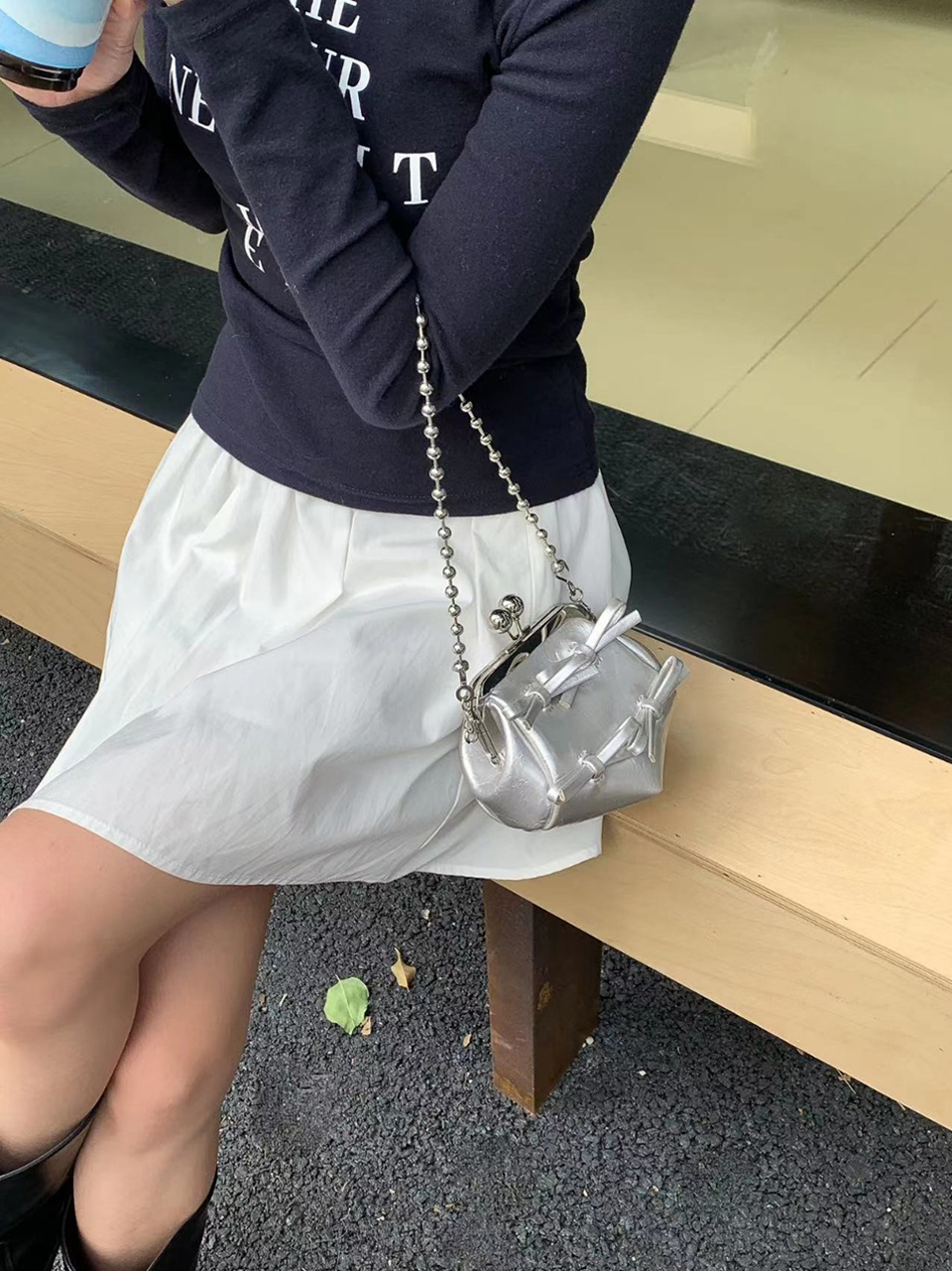 Ribbon 2-Way Chain Mini Crossbody Bag (2 Strap Types)