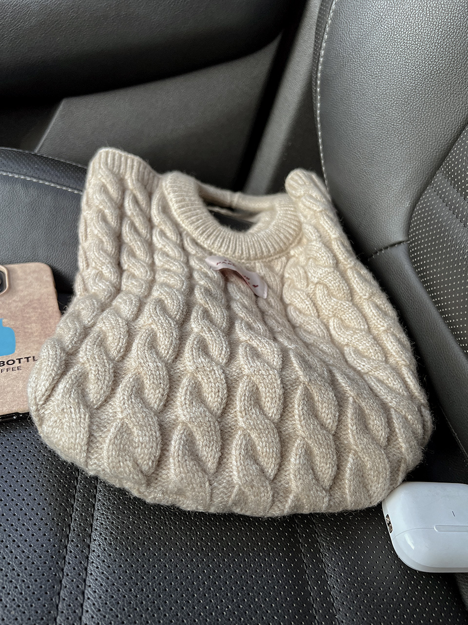 Knit twist crochet mini tote bag
