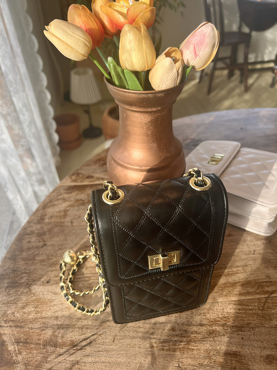 Lotia Quilted Square Chain Mini Shoulder Bag (2 colors)