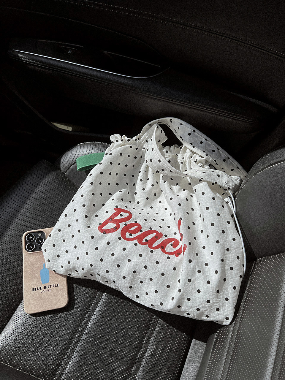 [3 colors] Dot Lettering String Bucket Bag