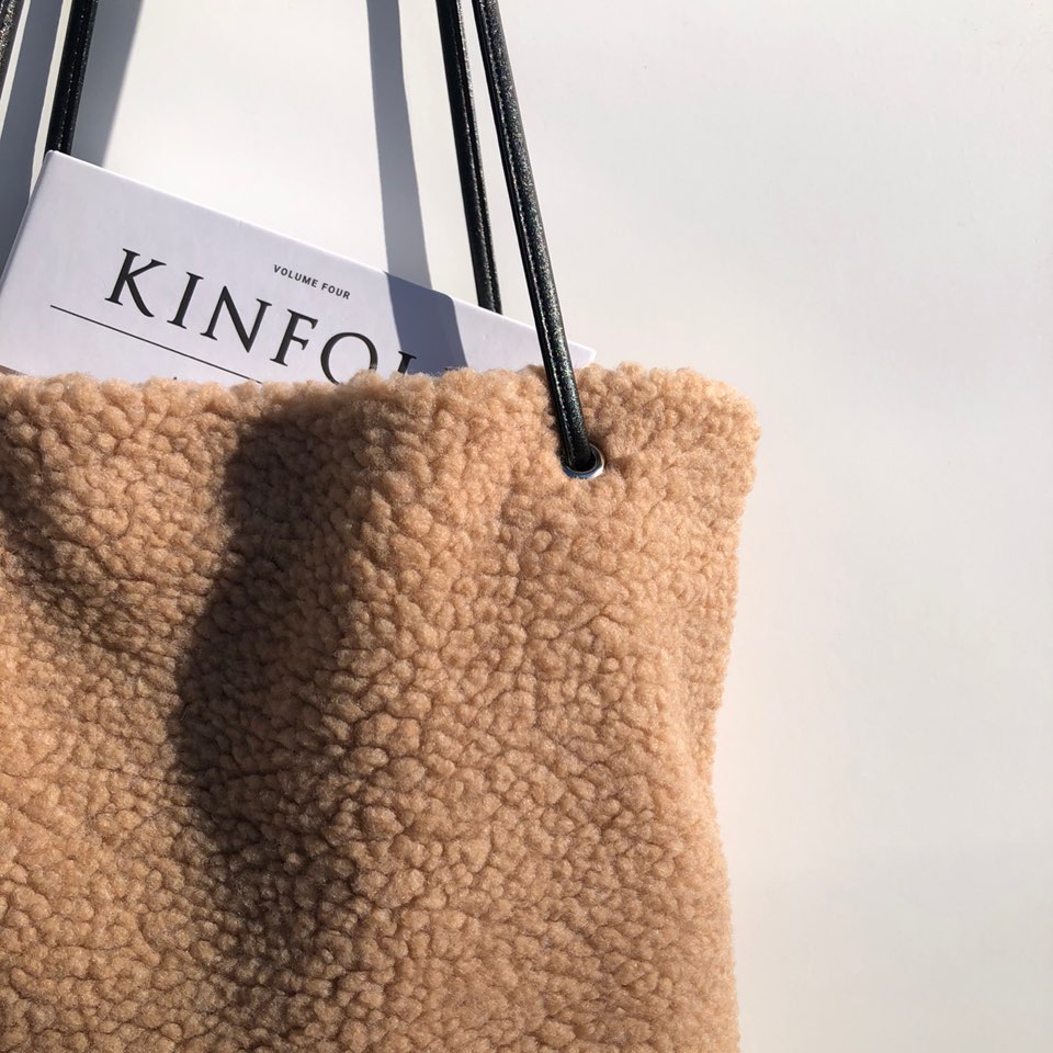 Fleece Leather Drawstring Boa Eco Bag