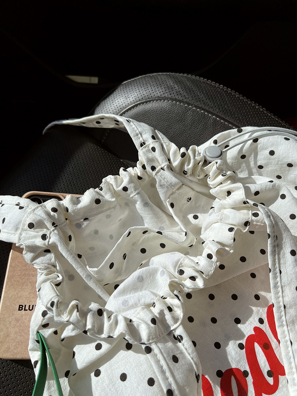 [3 colors] Dot Lettering String Bucket Bag
