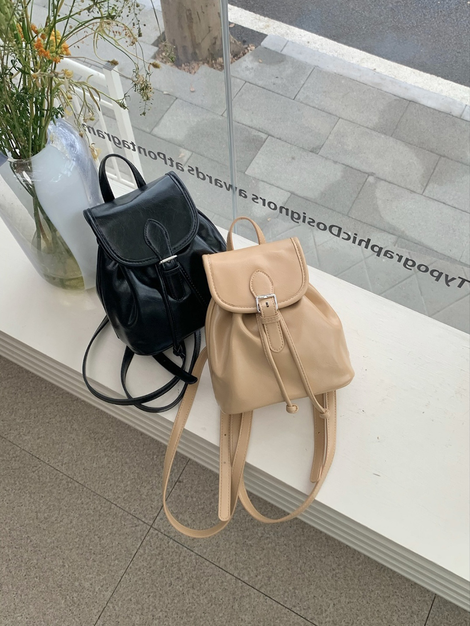 Wrinkle Buckle Bucket Mini Backpack (5 colors)