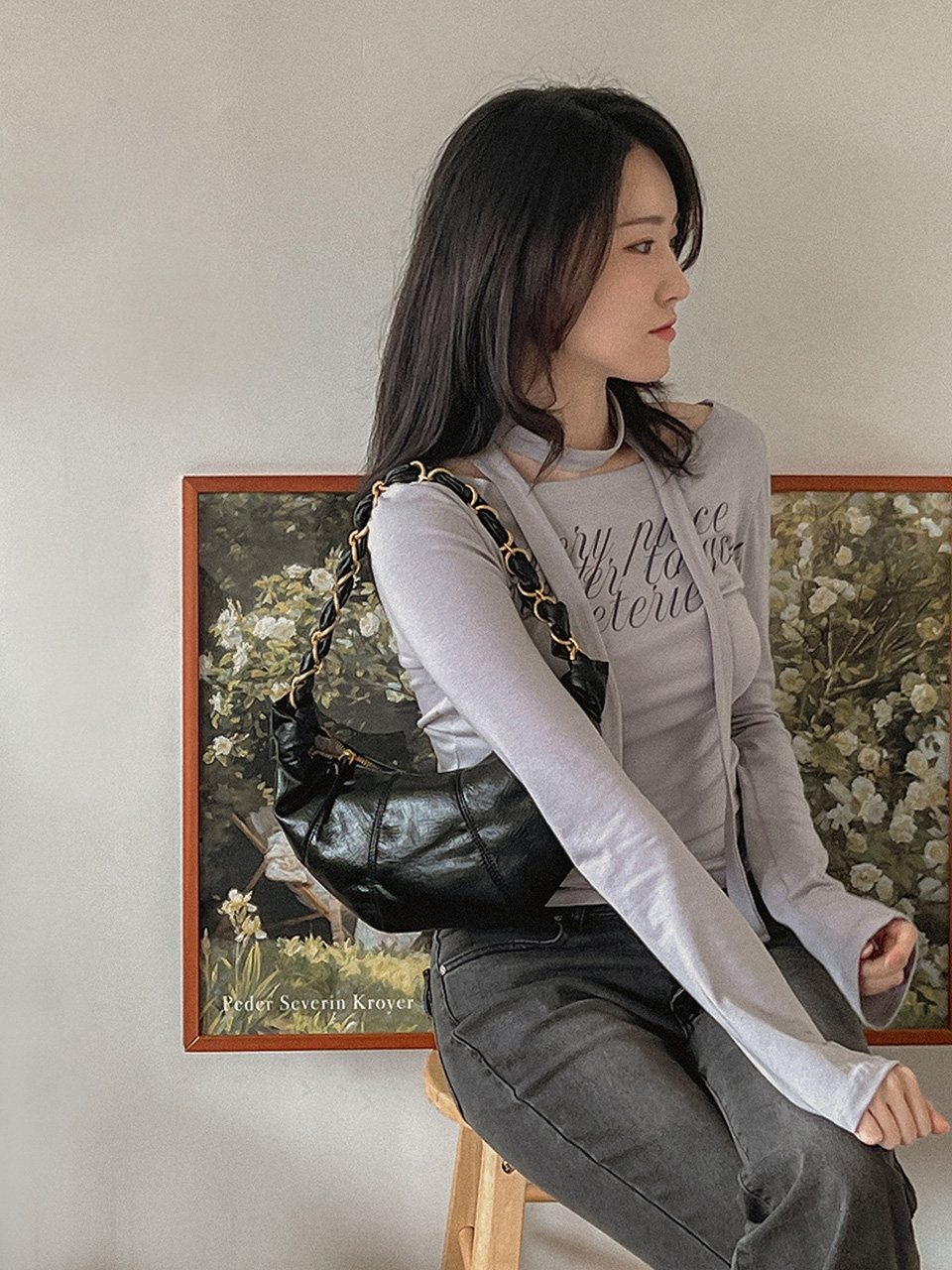 Sorbet Leather Pastel Hobo Shoulder Bag