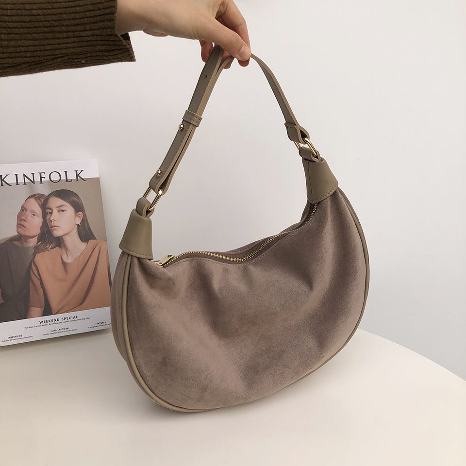 Suede shoulder bag
