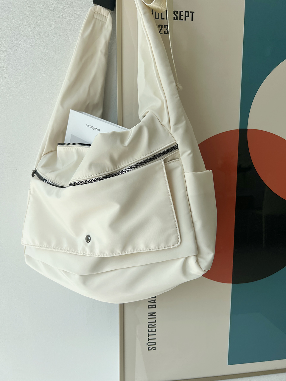Apes Nylon Zipper Big Shoulder Bag