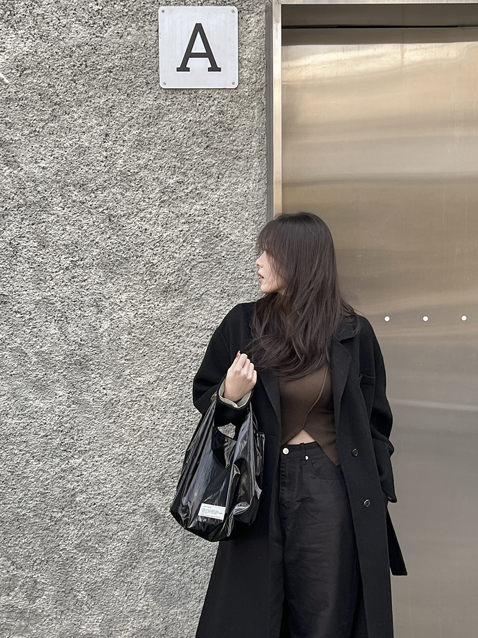 Glossy nylon mini tote bag
