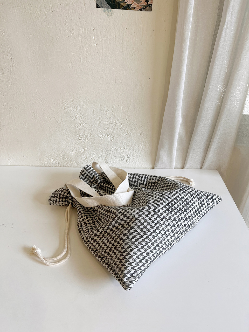 Checkered Bucket Bag Big Shoulder Eco Bag