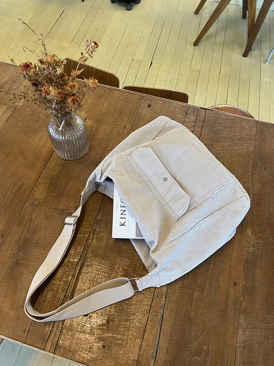 Corduroy Pocket Big Cross Eco Bag (6 colors)