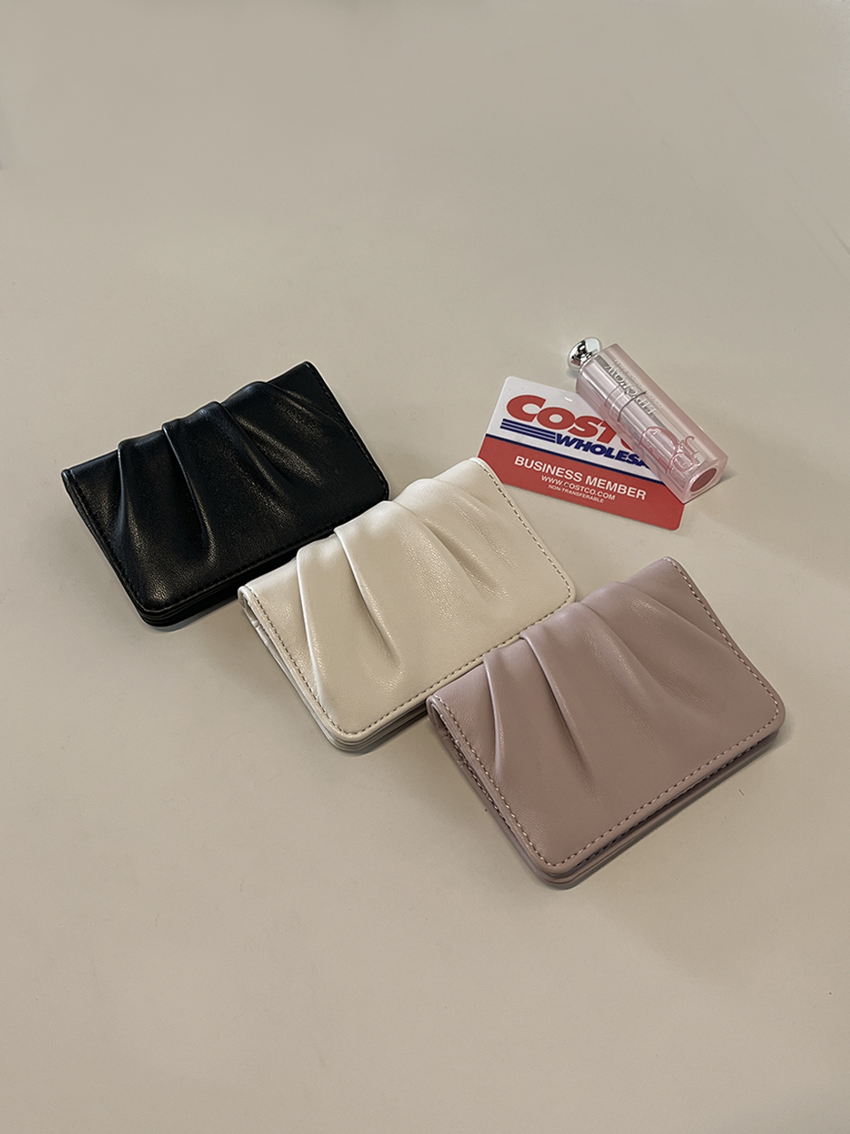 Shirring Leather Card Case