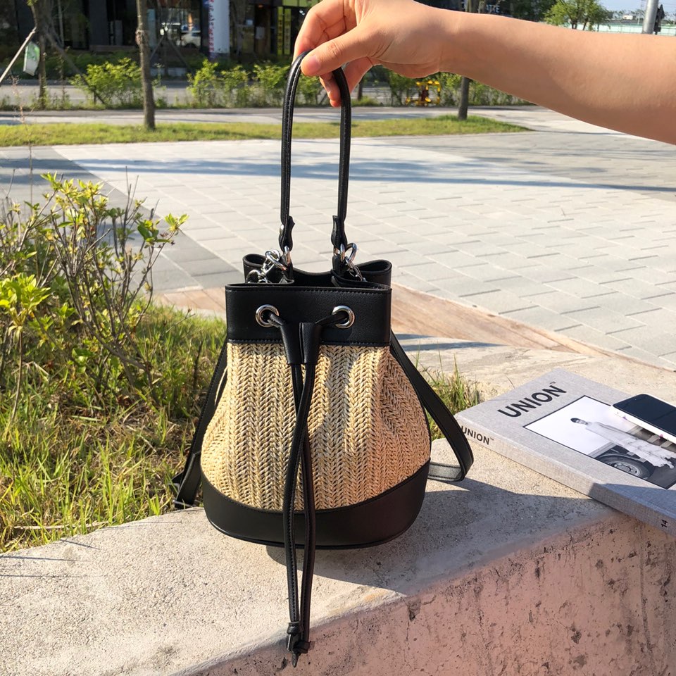 Rattan Mini 2-Way Bucket Bag