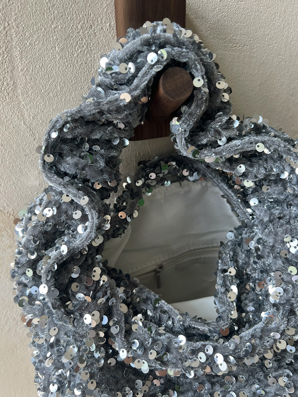Bling Shirred Silver Mini Tote Bag