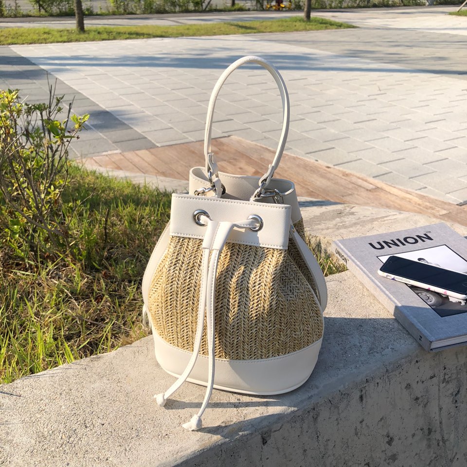 Rattan Mini 2-Way Bucket Bag