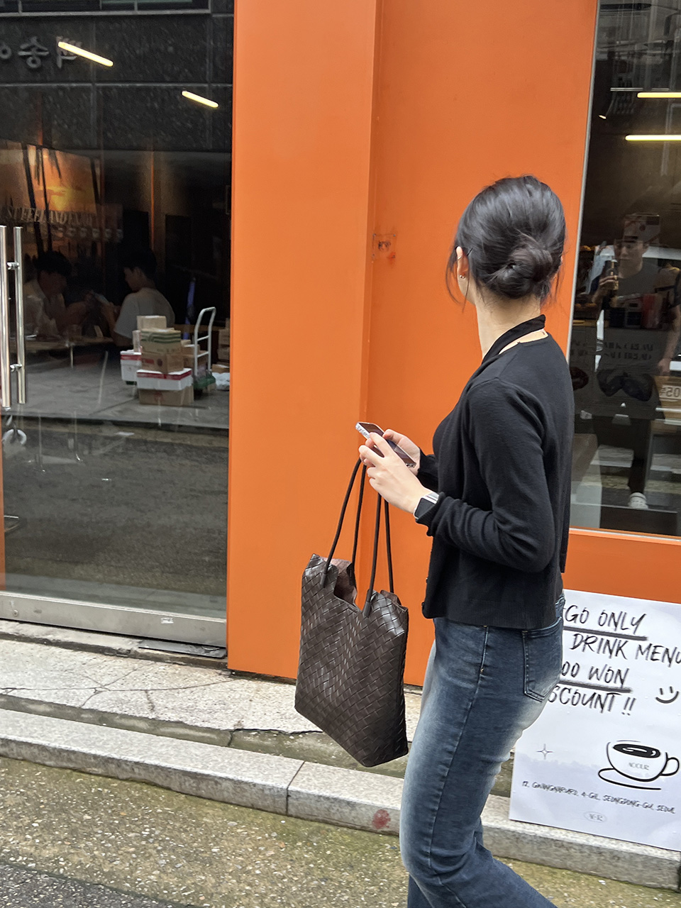 [Pouch Set] Classic Leather Square Tote Bag/Shoulder Bag