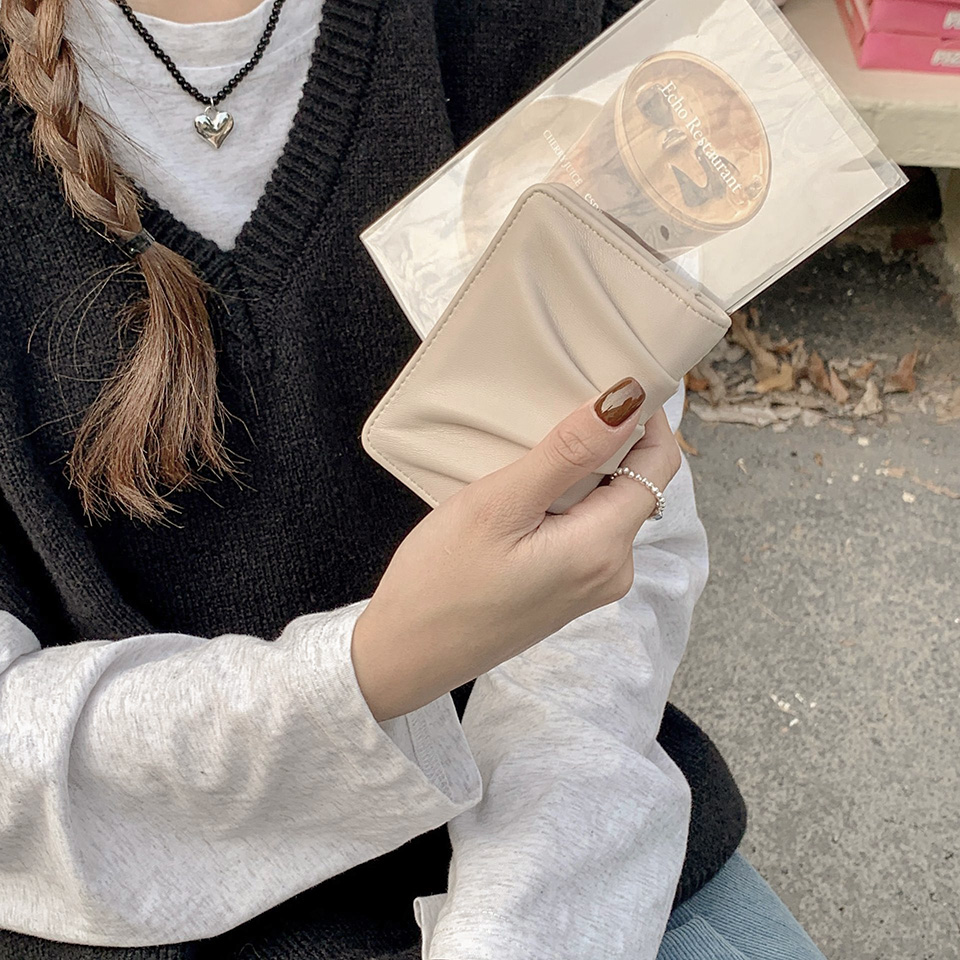 Shirring Leather Card Case