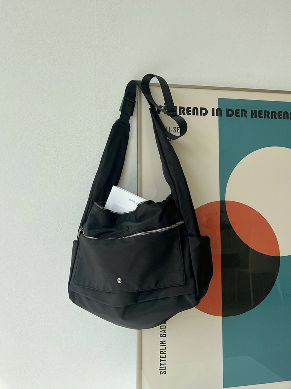 Apes Nylon Zipper Big Shoulder Bag