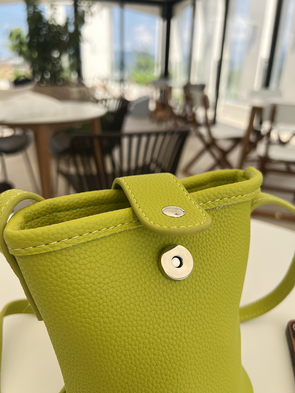 Button-belted mini cross-shoulder bag