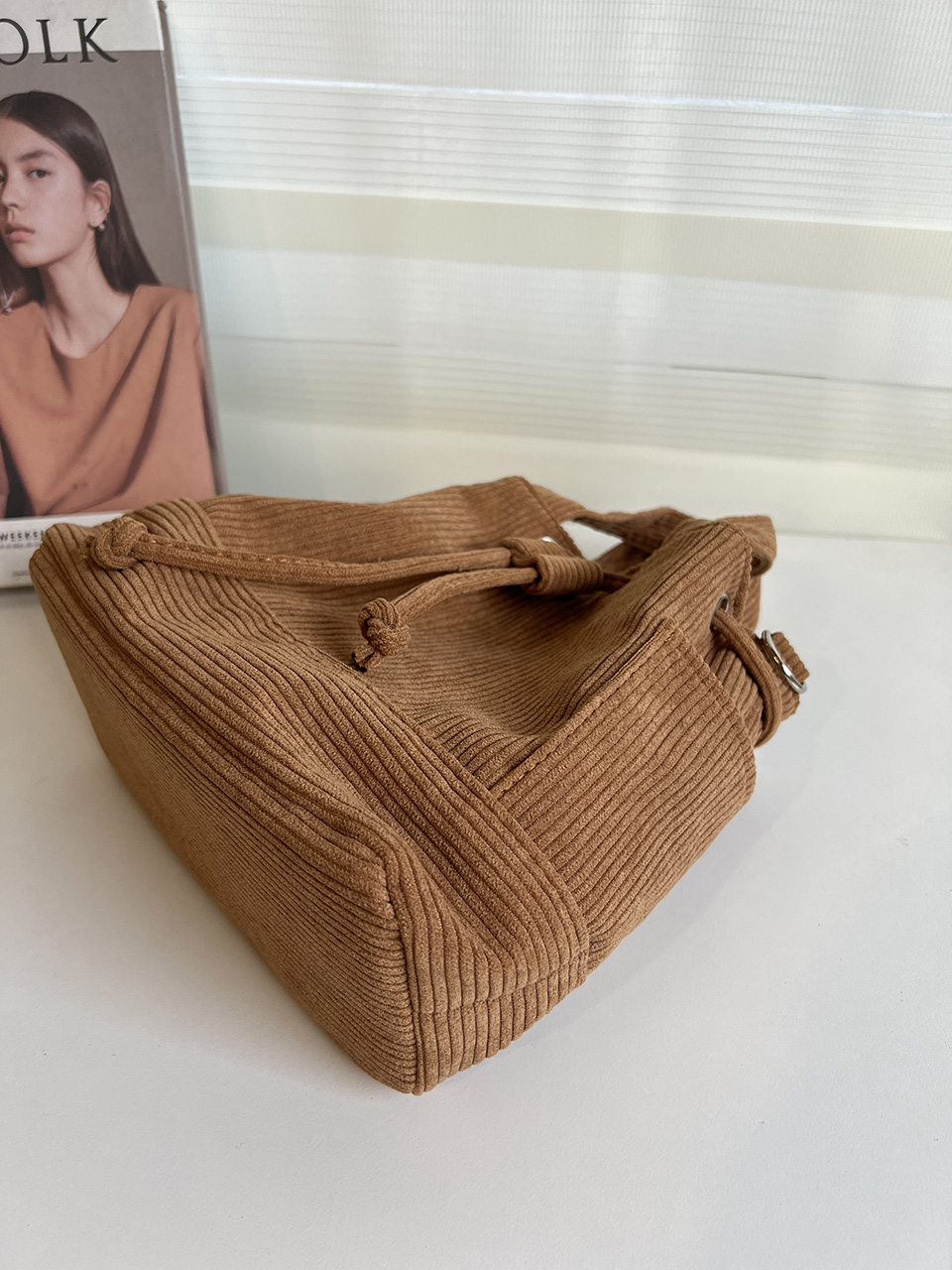 Corduroy Mini Bucket Bag, Bucket Cloth Eco Bag (6 colors)