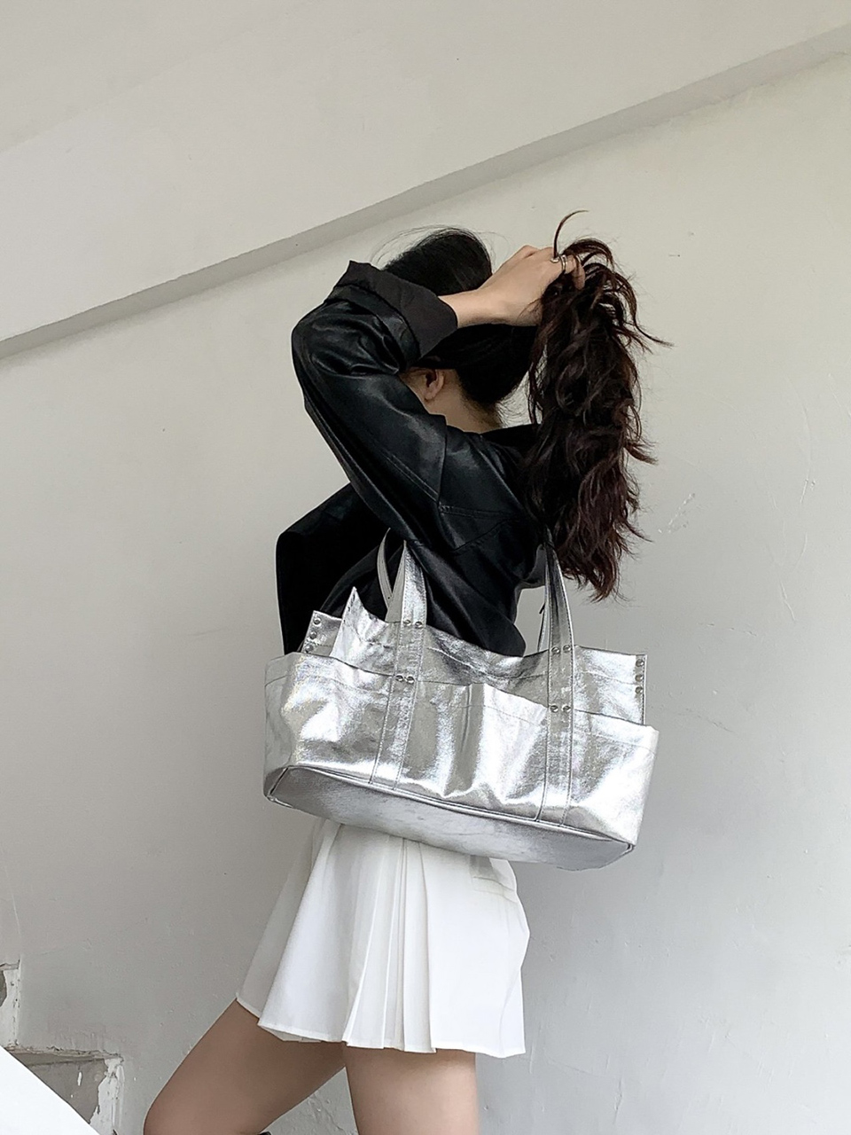 Glossy Pocket Y2K Big Tote Bag