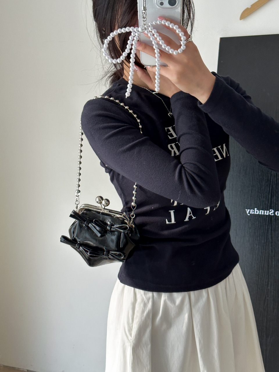 Ribbon 2-Way Chain Mini Crossbody Bag (2 Strap Types)