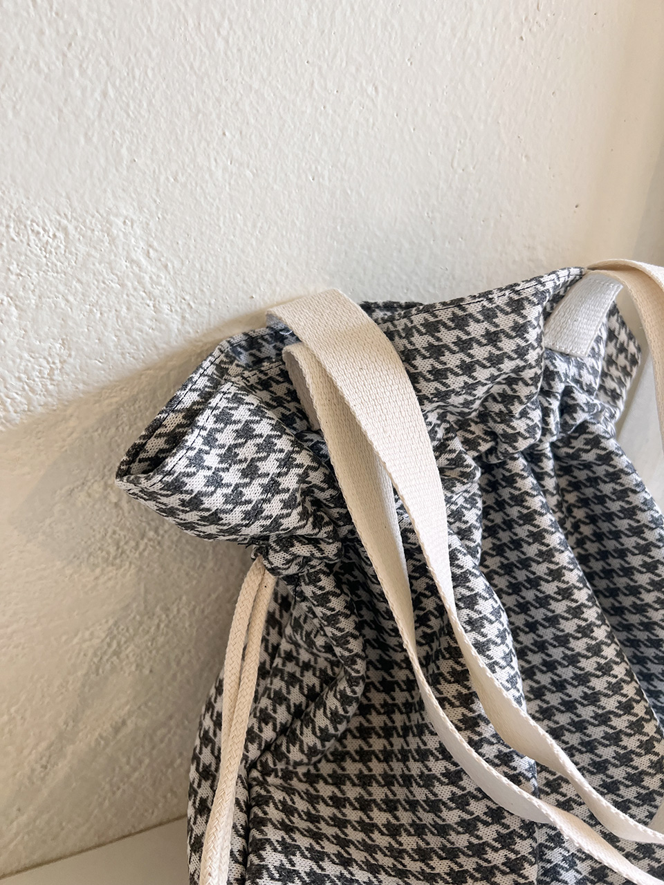 Checkered Bucket Bag Big Shoulder Eco Bag