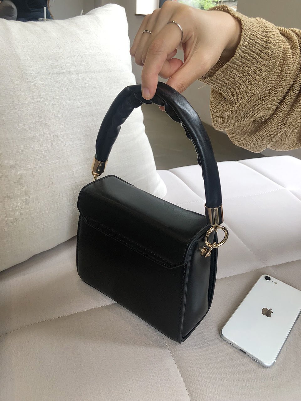 Face Shirring Mini Square Chain Crossbody Bag
