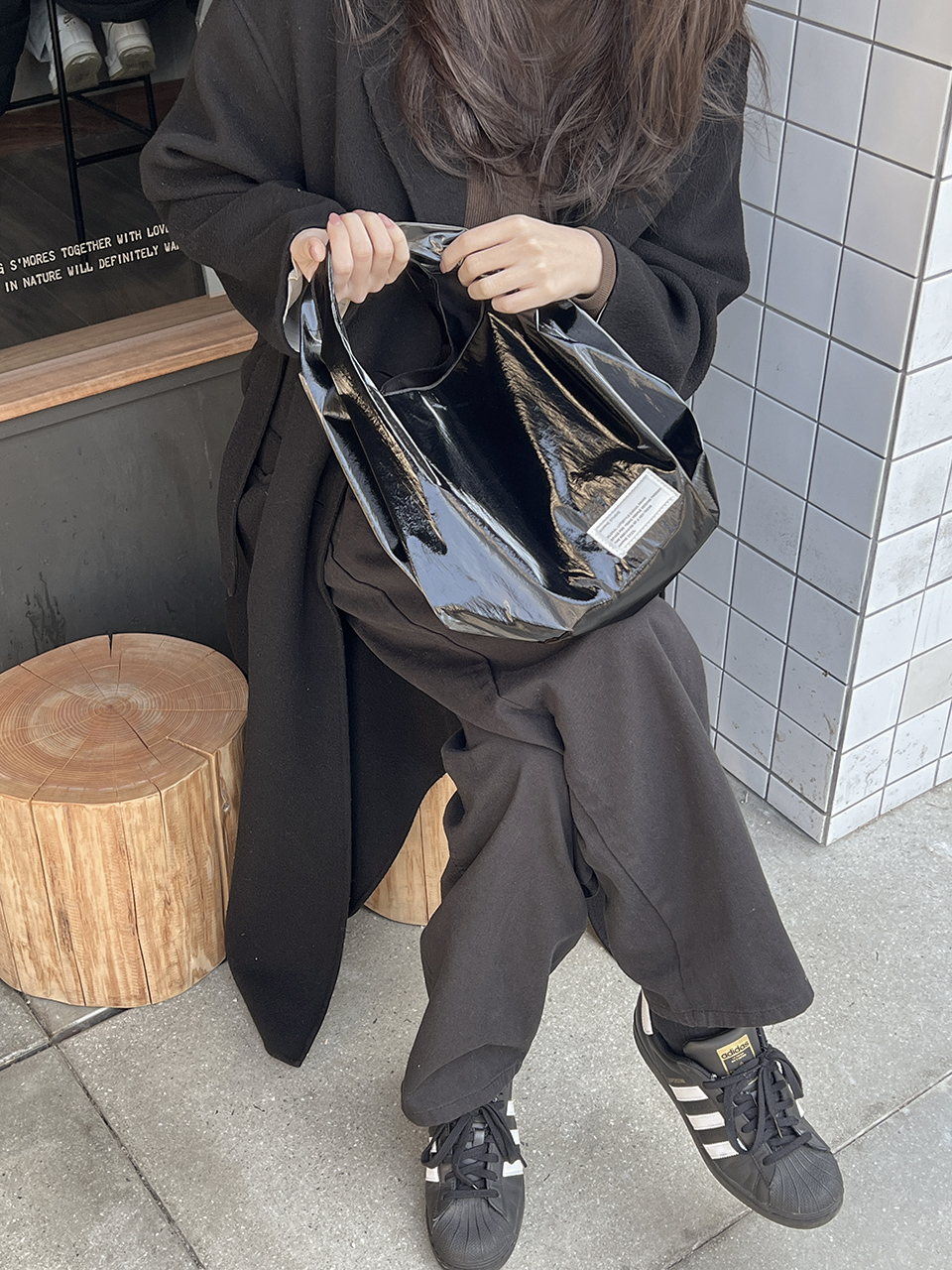 Glossy nylon mini tote bag