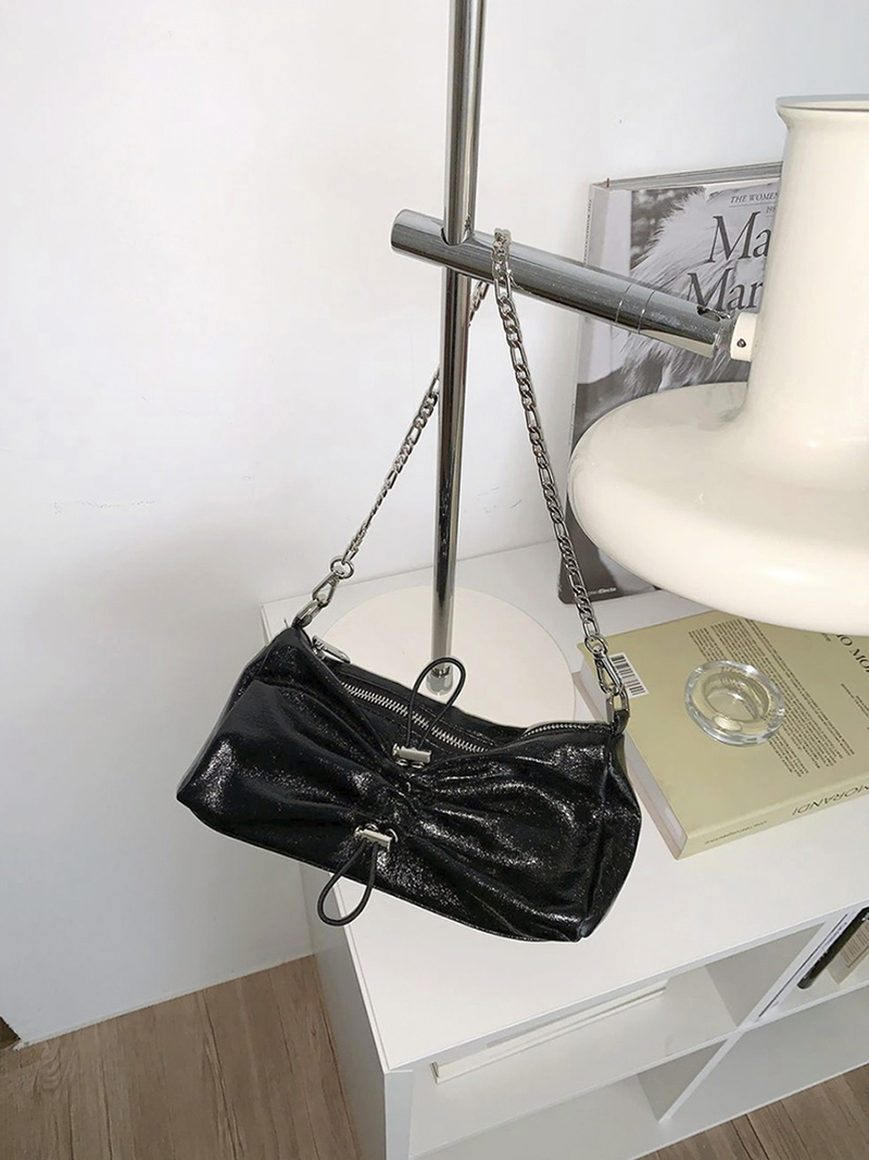 Monroe Cross Shirring Silver Mini Chain Bag