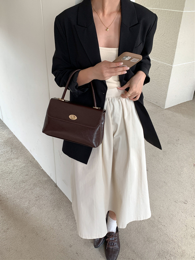 Crack Square Buckle Tote Bag (3 colors)