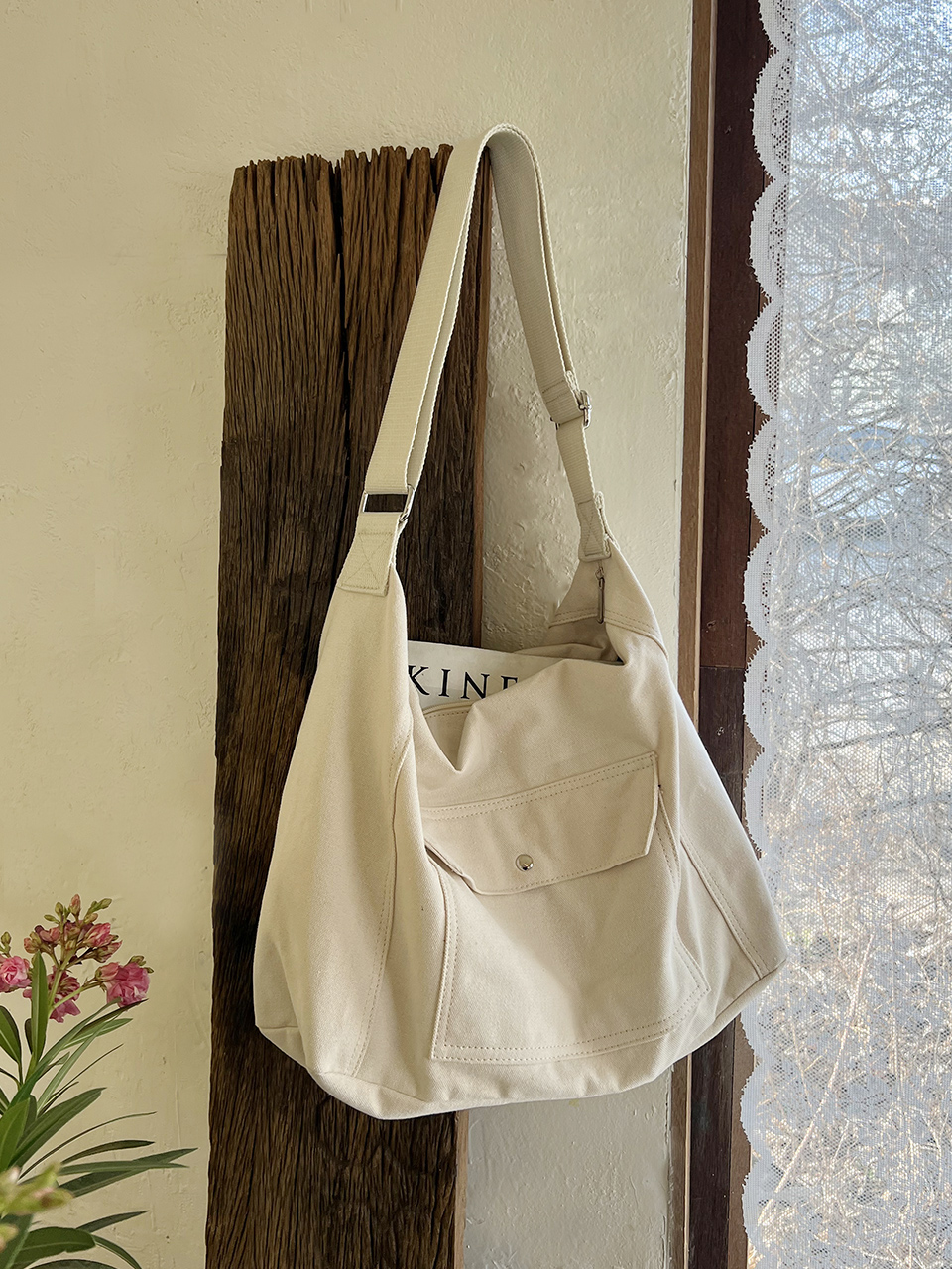 Corduroy Pocket Big Cross Eco Bag (6 colors)