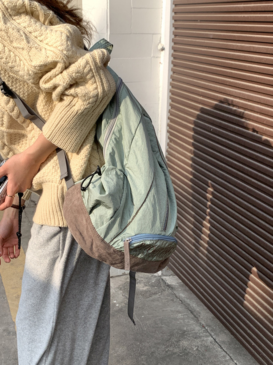 Shooting Embroidered String Pocket Nylon Backpack
