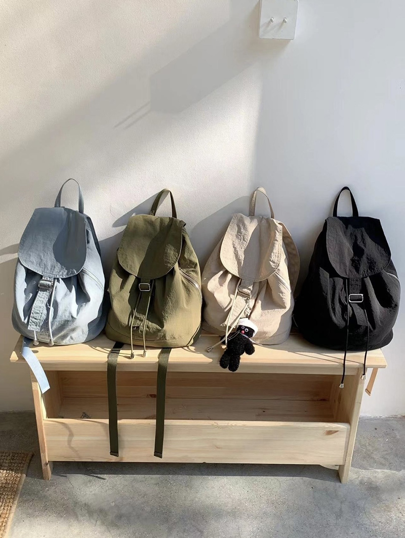 Buckle side zip-up nylon backpack (4 colors)