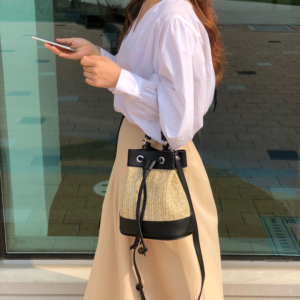 Rattan Mini Bucket Bag / Cross Bucket Bag (3 colors)
