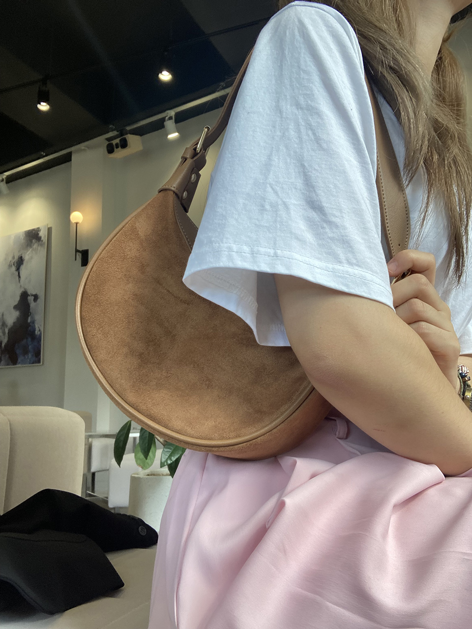 Suede Mini Two-Strap Shoulder Bag