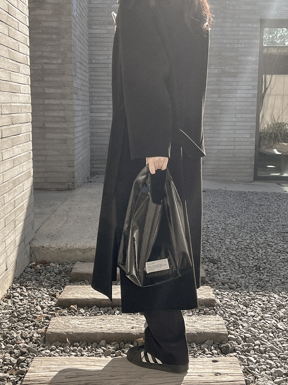 Glossy nylon mini tote bag