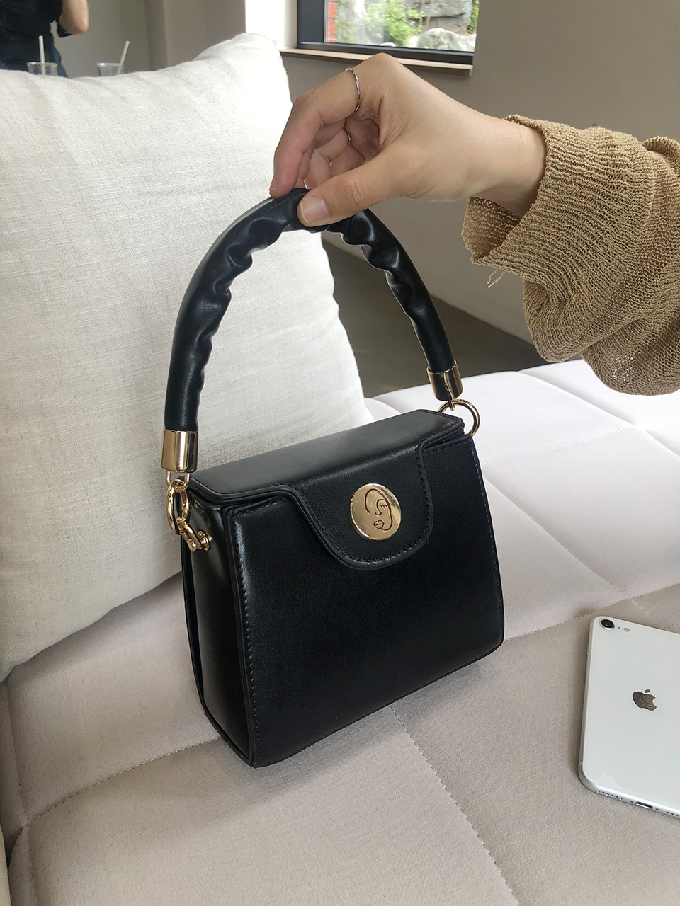 Face Shirring Mini Square Chain Crossbody Bag