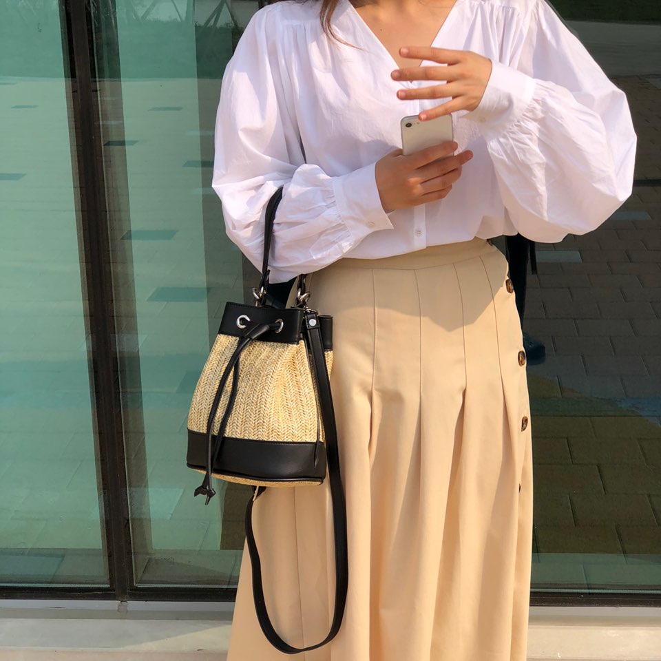 Rattan Mini Bucket Bag / Cross Bucket Bag (3 colors)