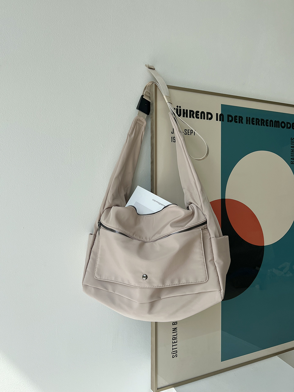Apes Nylon Zipper Big Shoulder Bag