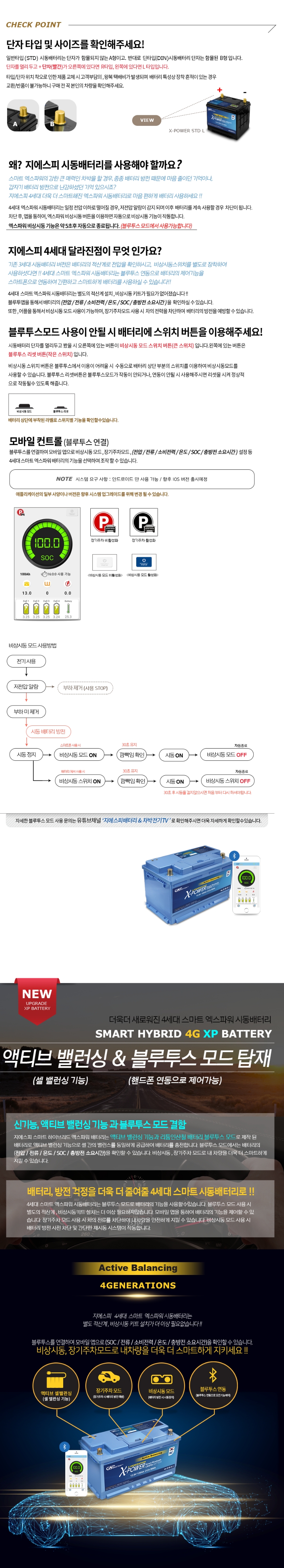 GSP 리튬인산철 자동차 배터리 4G SMART X-POWER 120