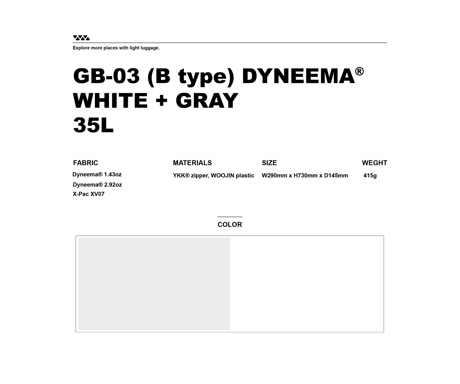 GB-03 (B type) DYNEEMA® ROLL-TOP / 35L(주문제작) / 다이니마 35L 롤탑 배낭 B-타입